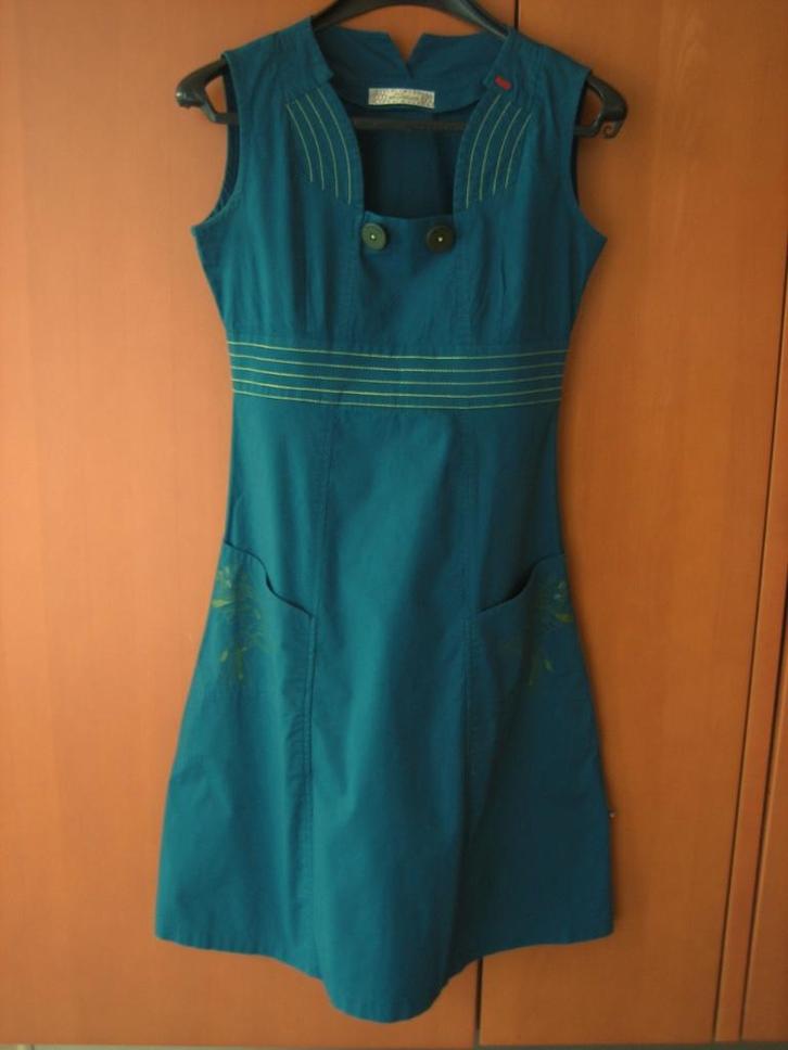 Prachtig petrol mouwloos jurkje SKUNKFUNK 36-38 snazzeys, Kleding | Dames, Jurken, Nieuw, Maat 38/40 (M), Blauw, Onder de knie