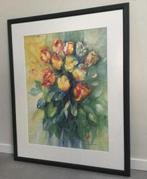 Kleurrijk schilderij tulpen aquarel, Ophalen of Verzenden