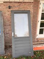 Hardhouten buitendeur 93x211.5 cm met glas Goede staat, Gebruikt, 80 tot 100 cm, Ophalen of Verzenden, Buitendeur