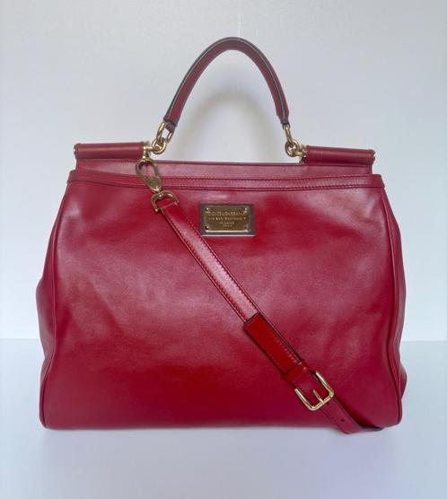 DOLCE & GABBANA SICILY Rood leer bag tas, Sieraden, Tassen en Uiterlijk, Tassen | Damestassen, Zo goed als nieuw, Schoudertasje