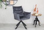 Eetkamerstoel 'Stan' antraciet velvet stof, 360 draaibaar!, Nieuw, Ophalen of Verzenden, Metaal, Vijf, Zes of meer stoelen