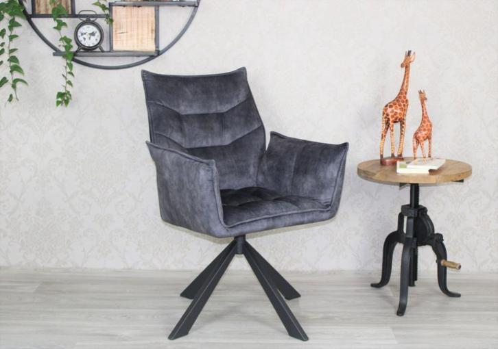 Eetkamerstoel 'Stan' antraciet velvet stof, 360 draaibaar!, Huis en Inrichting, Stoelen, Nieuw, Vijf, Zes of meer stoelen, Metaal