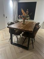 Mango houten eettafel met afneembare stoelen, Huis en Inrichting, Tafels | Eettafels, Ophalen, Gebruikt, 50 tot 100 cm, Vijf personen of meer