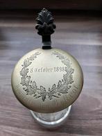 Pull glas gegraveerd met tinnen deksel antiek 1898, Antiek en Kunst, Antiek | Glas en Kristal, Ophalen of Verzenden