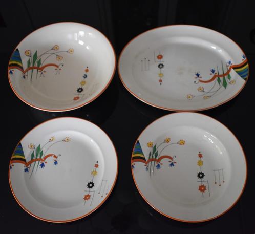 Handbeschilderd art deco servies Burgess Br Longton nr. 1084, Antiek en Kunst, Antiek | Keramiek en Aardewerk, Ophalen of Verzenden