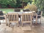 Teak tuinset 6 stoelen, Tuin en Terras, Gebruikt, Eettafel, 6 zitplaatsen, Teakhout