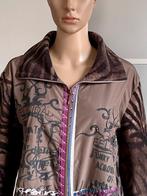 J68 OUI maat 46=XL jasje jack fleece-vest bruin tussenjas, Kleding | Dames, Bruin, Maat 46/48 (XL) of groter, Ophalen of Verzenden