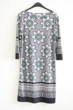Blauwe rechte jurk met wit en groen in maat 38/40, Kleding | Dames, Jurken, Maat 38/40 (M), Blauw, Ophalen of Verzenden, Zo goed als nieuw