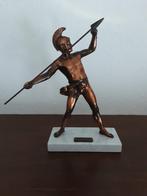 Koperen Griekse krijger Achilles op marmer., Antiek en Kunst, Ophalen of Verzenden