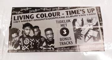 Living Colour PROMO POSTER Time's Up 1990 ZELDZAAM ! beschikbaar voor biedingen