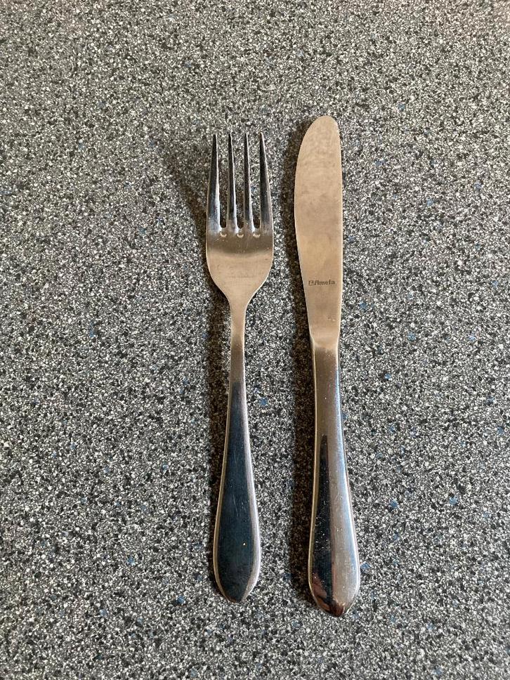 RVS kinder BESTEKSET van Amefa mes en vork, Huis en Inrichting, Keuken | Bestek, Zo goed als nieuw, Bestekset, Rvs of Chroom, Vaatwasserbestendig