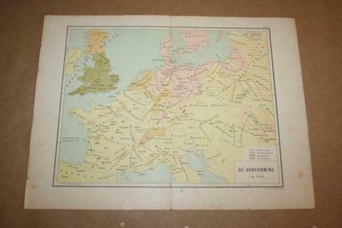 Antieke kaart uit 1884 - De Hervorming (Europa) in 1648 !!, Boeken, Atlassen en Landkaarten, Gelezen, Ophalen of Verzenden
