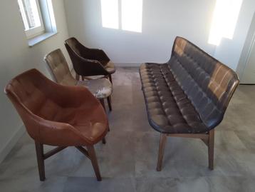 Vintage Stoelen Set + Bank beschikbaar voor biedingen