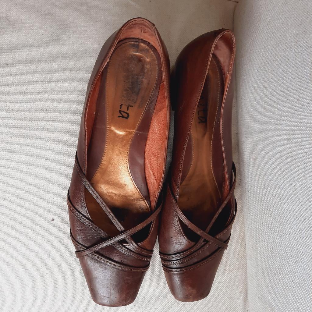 Anita schoenen bruin leer maat 41, Ophalen, Anita, Bruin, Sneakers of Gympen