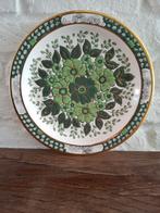 Vintage wandbord groene bloemen Seva Rhodes 24k. Ø 24,5 cm., Antiek en Kunst, Antiek | Wandborden en Tegels, Ophalen of Verzenden