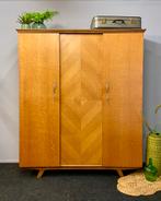 Midcentury kledingkast jaren 50/60 retro design linnenkast, Ophalen, Gebruikt, 100 tot 150 cm, Deens design sixties pastoe kast eikenhout