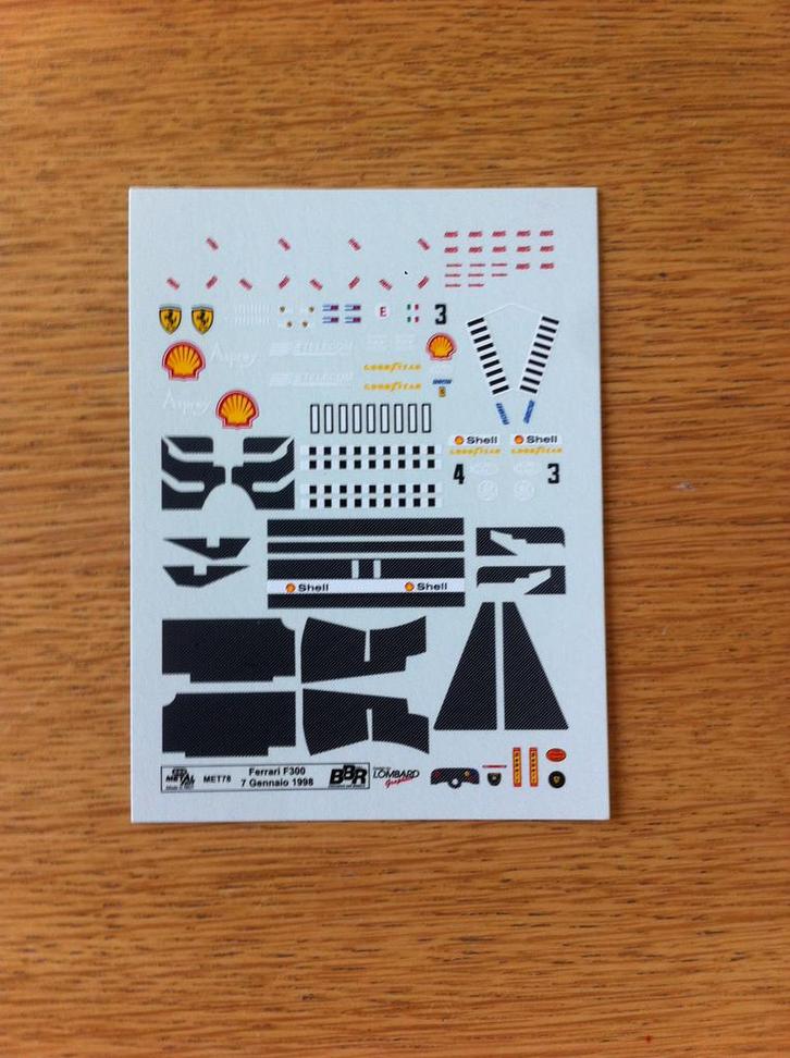 Ferrari F300 1998 Decals/Stickers, Hobby en Vrije tijd, Modelbouw | Auto's en Voertuigen, Ophalen of Verzenden