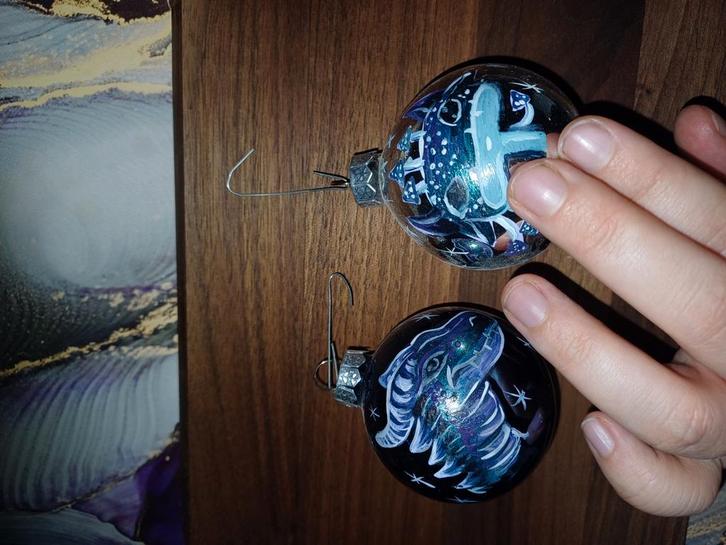 Handgeschilderde kerstballen Hollowmoonart, Diversen, Kerst, Zo goed als nieuw, Ophalen