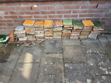 Partij antieke vintage boerderij tegeltjes, estriken tegels beschikbaar voor biedingen