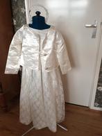 communnie jurkje maat 122 bruidssatij kant, Ophalen of Verzenden, Zo goed als nieuw, 122 t/m 128, Meisje