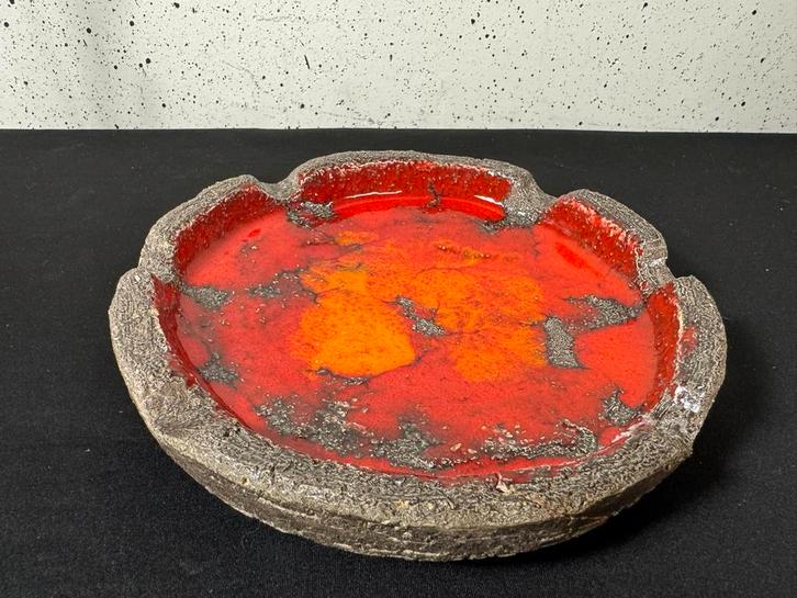 Vintage West Germany Fat Lava Asbak, Huis en Inrichting, Woonaccessoires | Schalen en Manden, Gebruikt, Schaal, Rond, Porselein of Keramiek