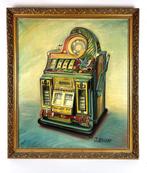 Framed J. Krivine Painting of Watling Rol-A-Top Slot Machine, Verzamelen, Automaten | Gokkasten en Fruitautomaten, Gebruikt, Ophalen of Verzenden