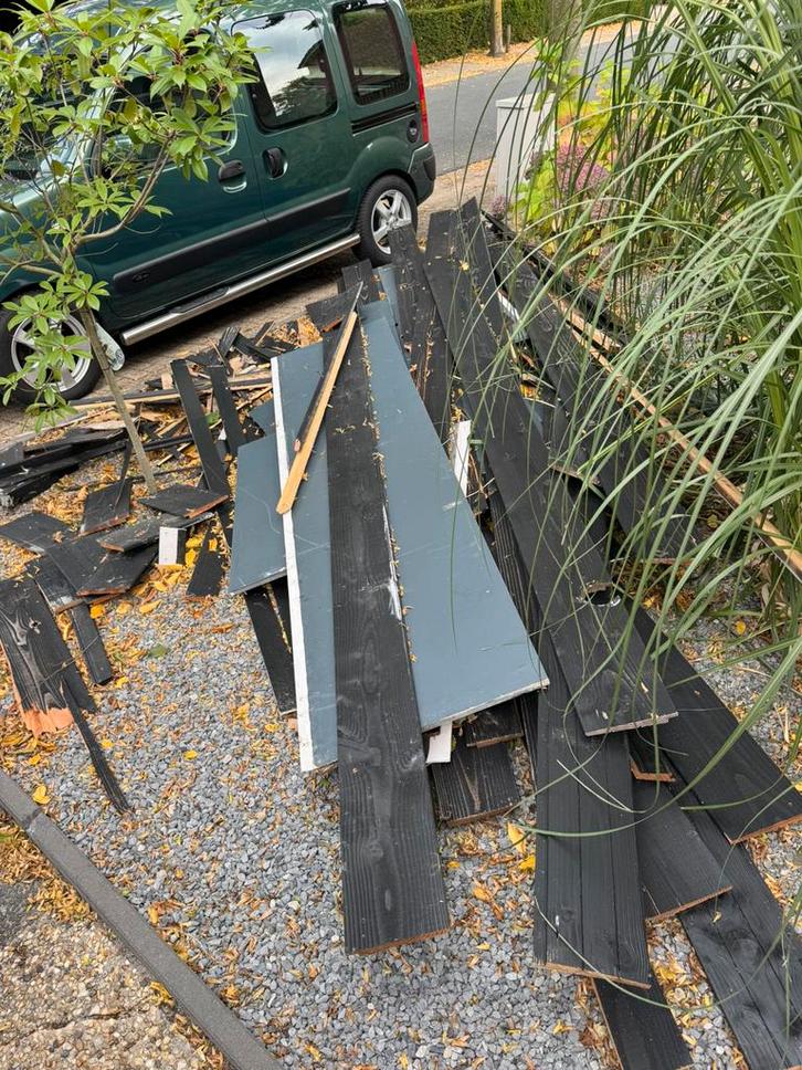 Zwarte Rabatdelen - Hout, Doe-het-zelf en Verbouw, Hout en Planken, Gebruikt, Plank, Overige houtsoorten, Minder dan 200 cm, Minder dan 25 mm