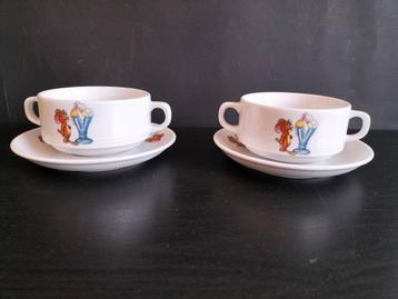 2 Vintage Tom & Jerry soepkoppen met schotel uit 1993 beschikbaar voor biedingen