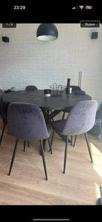 Eettafel mangohout incl stoelen en lamp, Huis en Inrichting, Tafels | Eettafels, Ophalen of Verzenden, Zo goed als nieuw, Vijf personen of meer