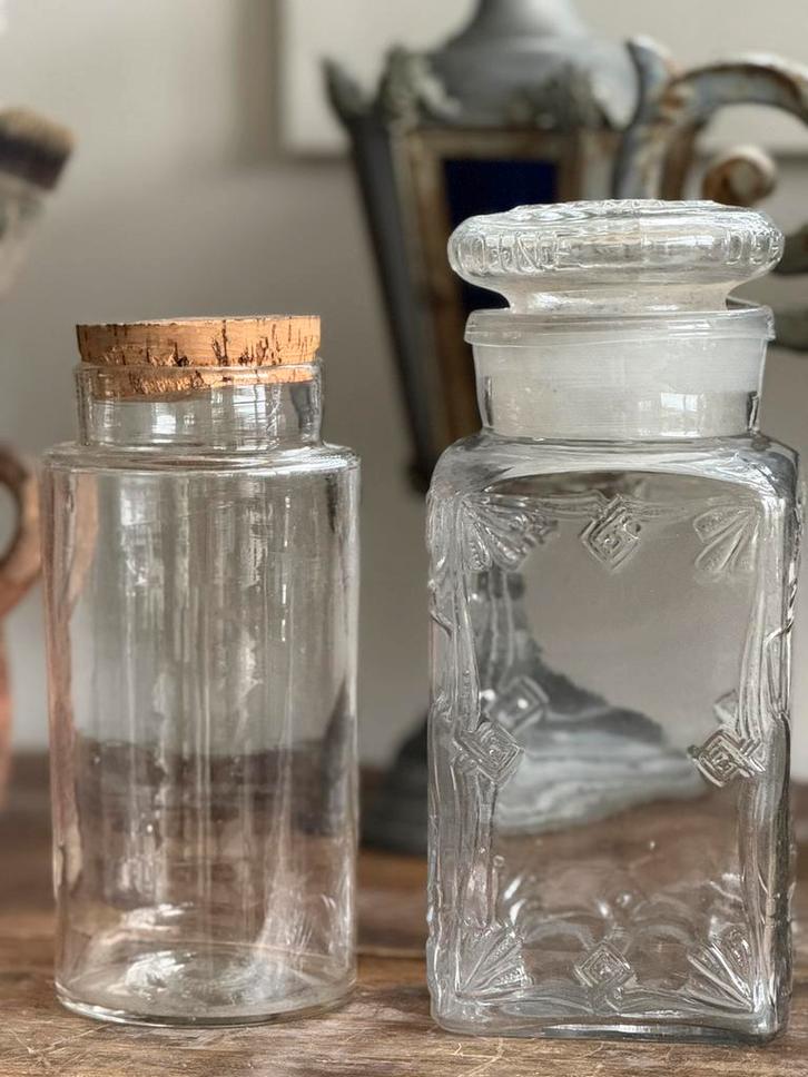 Antiek Frans glazen potten, Antiek en Kunst, Antiek | Keukenbenodigdheden, Ophalen of Verzenden