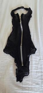 Zwarte Mesh body met Rits maat s/m, Ophalen of Verzenden, Zwart, Body of Korset