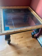 Drie bijzettafels met gouden glasplaten sidetable, Ophalen, Gebruikt, Vierkant, Glas
