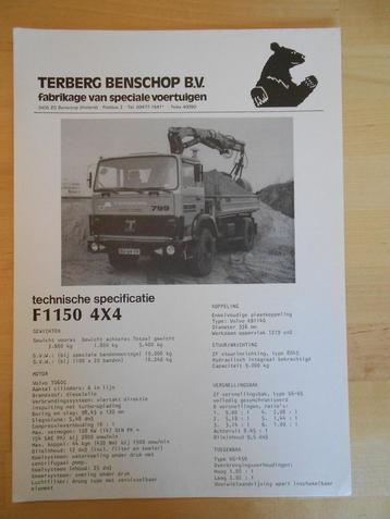 Terberg F1150 4x4 Technische Specificatie folder ca 1982 beschikbaar voor biedingen