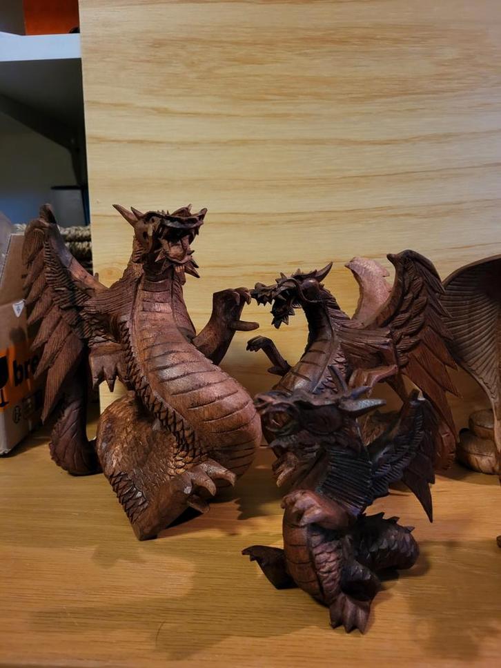 Houtsnijwerk Collectie: Draken, Cobra's, Varanen & Adelaar, Antiek en Kunst, Kunst | Beelden en Houtsnijwerken, Ophalen of Verzenden