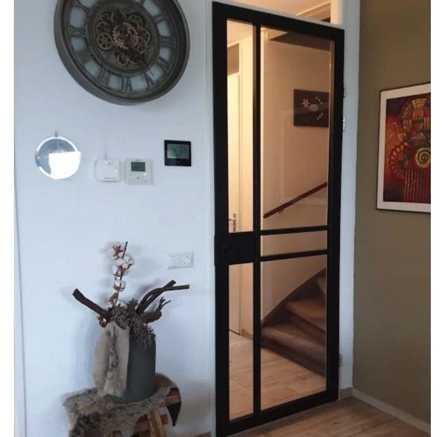 Zwarte binnendeur met glas stomp en opdek | staallook, Doe-het-zelf en Verbouw, Deuren en Horren, Nieuw, Binnendeur, 200 tot 215 cm