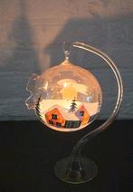 Vintage Glazen kerst bol kaarsje & standaard  ( Erzgebergte), Verzenden, Gebruikt