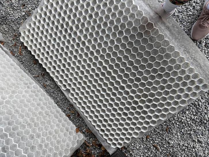 Grindmatten Honingraat - 2 stuks (120x80x3), Tuin en Terras, Grind, Keien en Split, Nieuw, Wit, Overige materialen, Ophalen