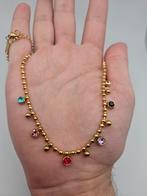 Stainless steel diamantjes parel ketting, Overige materialen, Nieuw, Ophalen of Verzenden, Met edelsteen