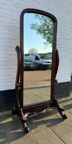 mahonie passpiegel staande spiegel 163 cm hoog, Huis en Inrichting, Woonaccessoires | Spiegels, Overige vormen, 75 tot 100 cm