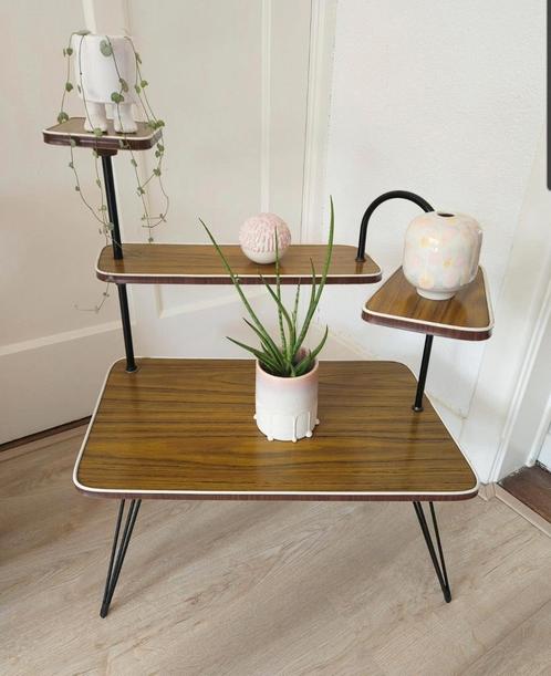 Vintage Mid Century 60 plantentafel plantenetagére, Huis en Inrichting, Tafels | Sidetables, Gebruikt, 25 tot 50 cm, 50 tot 100 cm