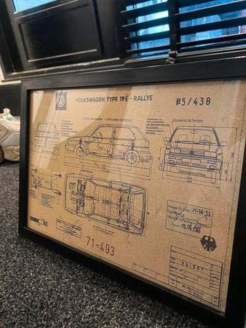 Mooie ingelijste golf rallye g60 blueprints! beschikbaar voor biedingen