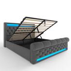opbergbed grijs fluweel led en usb 160x200 *NIEUW*, Huis en Inrichting, Ophalen, 200 cm, 160 cm, Nieuw