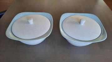 2x Johnson Brothers opdienschalen, kleur Cool Mist beschikbaar voor biedingen