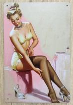 Leuk PIN UP Fifties Sexy Metalen Wandbord Gil ELVGREN, Verzamelen, Retro, Verzenden, Huis en Inrichting