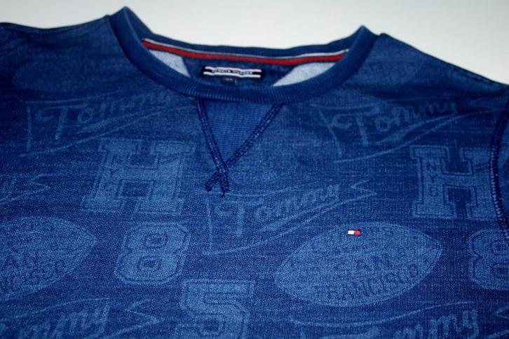 Tommy Hilfiger sweater trui PRINT blauw/navy maat 164, Kinderen en Baby's, Kinderkleding | Maat 164, Zo goed als nieuw, Jongen