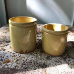 set Franse antieke confiture potten in prachtig oker patina, Ophalen of Verzenden