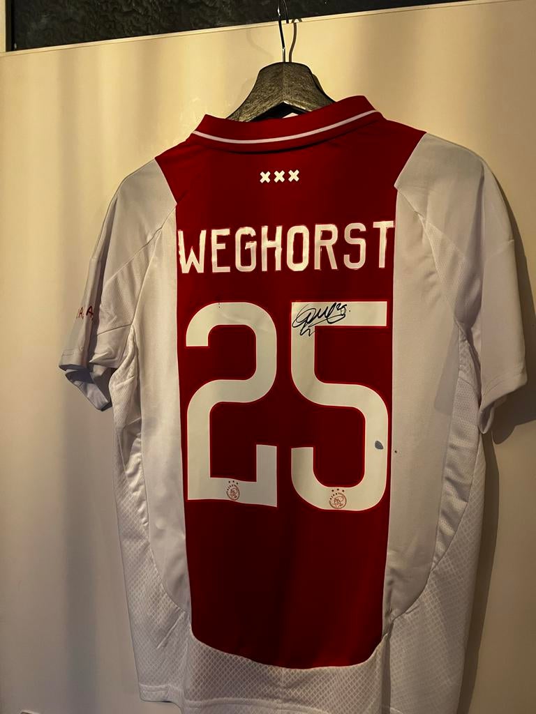 Gesigneerd Weghorst Ajax Shirt - Thuis, Sport en Fitness, Voetbal, Maat M, Verzenden, Zo goed als nieuw, Shirt