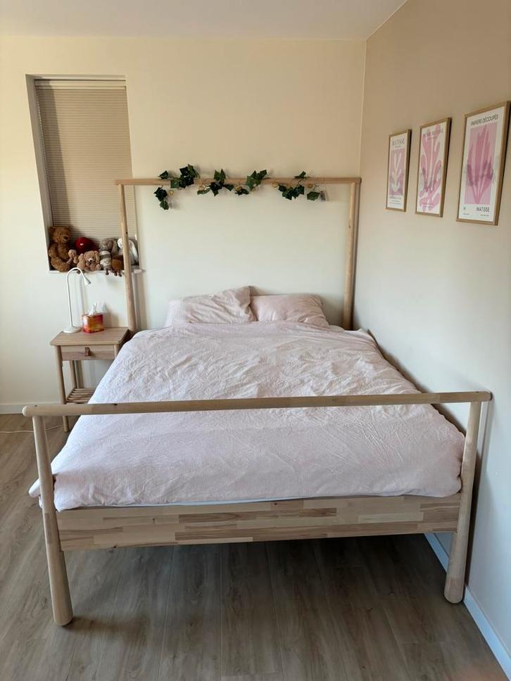 Bed Ikea Gjora 160x200 met lattenbodem in zeer goede staat, Huis en Inrichting, Slaapkamer | Bedden, Zo goed als nieuw, Tweepersoons