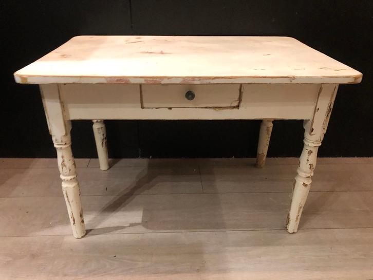 Brocante Boeren Bijzettafel met TOP!! Patina., Antiek en Kunst, Curiosa en Brocante, Ophalen