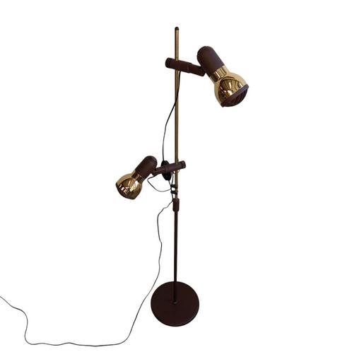 Vintage vloerlamp messing / bruin, Huis en Inrichting, Lampen | Vloerlampen, Gebruikt, 100 tot 150 cm, Overige materialen, Ophalen